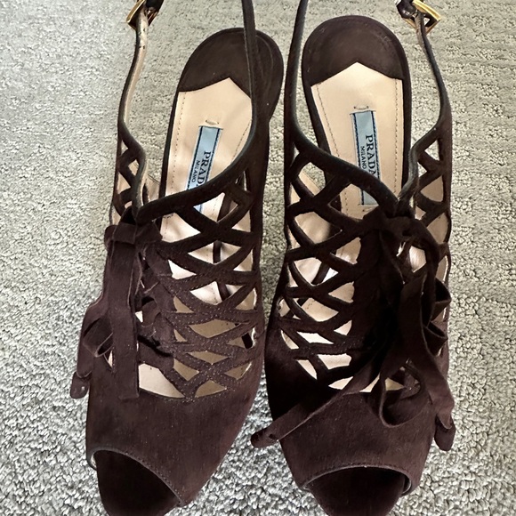 Prada Suede T-Strap Sandals - Picture 8 of 9